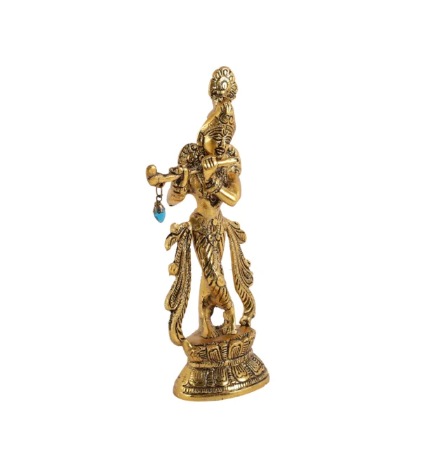 Lord Krishna Gold Aluminium Idol