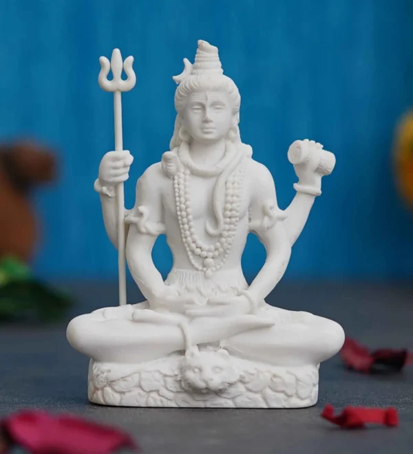 Lord Shiva White Polyresin Idol