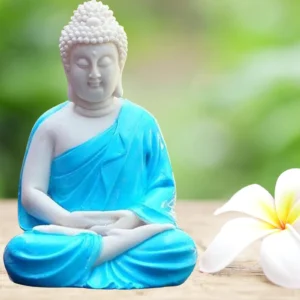 Resin Meditating Buddha Idol in Blue